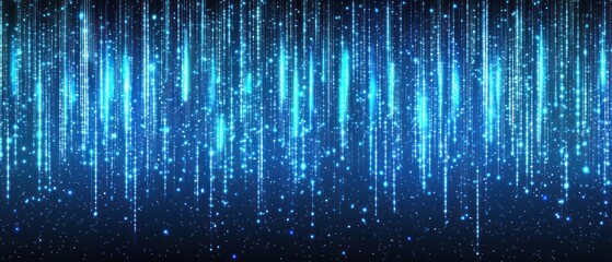 Poster - Abstract Blue Light Rain Digital Art Background