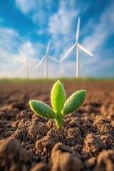 Wall Mural - cactus integrated with wind turbines representing sustainable business