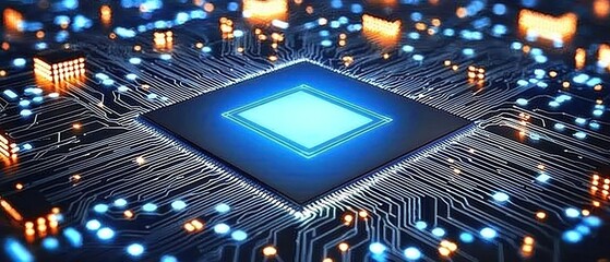 Poster - Glowing Central Processing Unit: A Deep Dive into the Digital Core