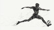 © Tahsin - Artistic rendering of a soccer player kicking a ball with abstract line work and white background