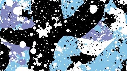 Poster - Abstract artwork showing splatters shapes and various colors blending together