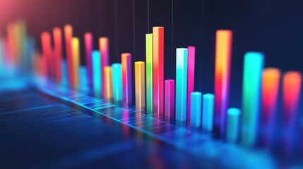 Poster - Colorful bar graphs representing data analysis on a blue background