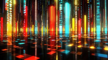 Poster - Neon Cityscape: A Digital Metropolis at Night