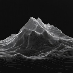 Aufkleber - Abstract Mountain Range: Monochromatic Topography Map Against Starry Dark Sky Landscape Art 