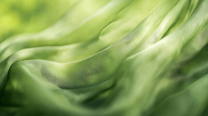 Poster - Abstract close up of flowing light green fabric creating soft waves and subtle shadows in the image