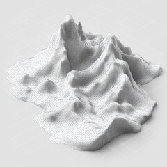 Fototapete - Abstract Wireframe Mountain Landscape on Grid - Minimalist Design with Subtle Lighting and Clean Aesthetic
