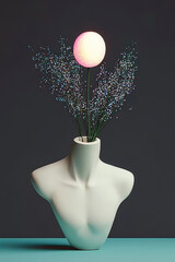 Poster - An artistic representation of a vase combining elements of nature and modern design, embodying creativity and elegance.