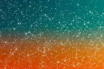 Poster - An intricate web of lines and dots in vibrant colors representing connections and networks, symbolizing human interaction.