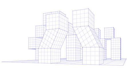 Poster - abstract modular architecture 3d rendering	
