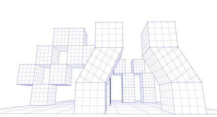 Poster - abstract modular architecture 3d rendering	
