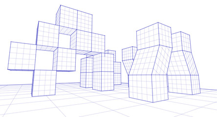 Poster - abstract modular architecture 3d rendering	

