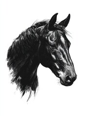 Naklejka na meble sketch side portrait of a horse profile on a white background
