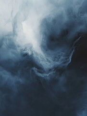 Poster - misty dark blue watercolor background with soft textures and minimalistic design, high-resolution