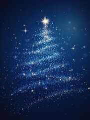 Wall Mural - abstract christmas background with falling snowflakes and sparkling stars on blue background with em