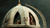 Ornate steampunk dome with gears against a dark background
