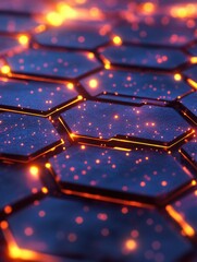 Poster - Abstract background hexagon pattern with glowing lights - Generative Ai