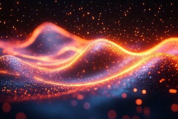 Wall Mural - abstract glowing particles wave design