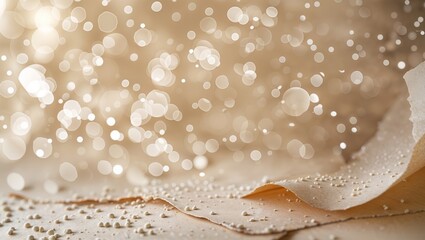 Poster - Delicate sparkles adorn textured paper in a soft, golden atmosphere