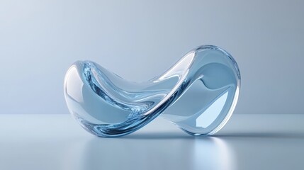 Poster - glass abstract waves shape the background floating light blue elegant and minimalist visual delicate