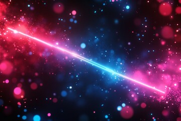 Poster - Colorful laser beams creating a vibrant visual display against a dark background in a digital art piece