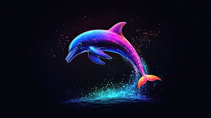 Poster - A Colorful Artistic Representation Of A Jumping Dolphin Displaying Beauty