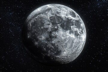 Poster - Majestic full moon illuminated against a backdrop of stars in the night sky