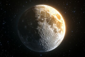 Poster - Captivating view of the moon against a backdrop of stars in a clear night sky