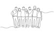 © simplex_line - Group of people continuous one line vector drawing. Family, friends hand drawn characters. Continuous line art drawing style. Minimalist black linear sketch on white background.