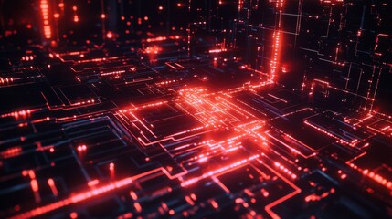 Poster - abstract circuit board with glowing lines. illustration abstract art background for presentations an