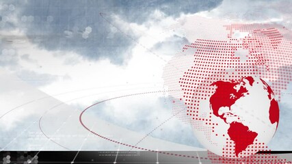 Poster - Animation of red dotted globe and white sphere with digital lines in sky