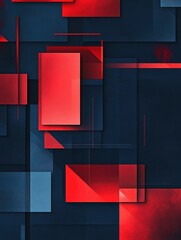Poster - Abstract background in red and blue tones with geometric shapes like squares and rectangles