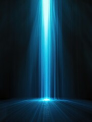 Poster - abstract blue lines converge in a luminous beam against a dark background.
