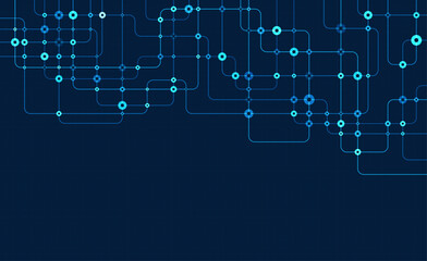 Poster - Circuit connect lines and dots. Network technology and Connection concept. Decentralized network nodes connections