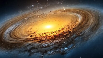 stunning spiral galaxy illuminated by bright core with cosmic dust
