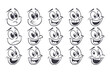 © Roman - A Whimsical Collection of Funny Cartoon Faces: Expressive Characters Displaying a Variety of Emotions.