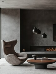 Poster - Minimalist modern living room interior background, Scandinavian style, 3D render