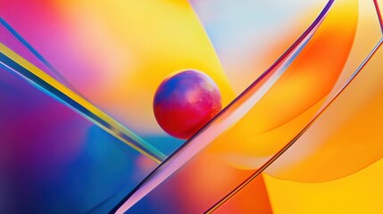 Poster - Colorful abstract geometric shapes and lines on a vibrant gradient background