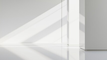 Poster - Minimalist Bright White Background with Soft Light Shadows and Lines