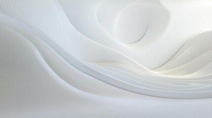 Poster - Pure Bright White Minimalist Wallpaper with Fluid Soft Curves and Waves