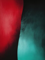Poster - Abstract grainy gradient background, red teal color shape, black backdrop, noisy texture, dark banner poster header design featuring a bold red blending into cool teal