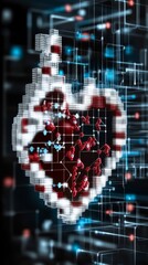 Poster - Innovative heart illustration combining advanced technology and genetic research concepts