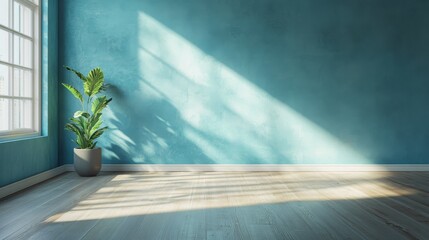 Poster - Empty room with blue wall illustration