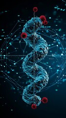 Poster - Innovative society uses CRISPR technology for genetic advancements amid a futuristic landscape