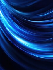Poster - Abstract blue light speed lines background, fast moving in curved path with motion blur effect. Digital technology concept