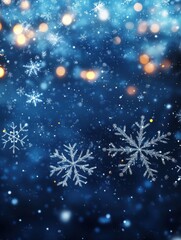 Wall Mural - abstract christmas background with falling snowflakes and sparkling stars on blue background with em
