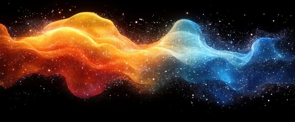 Wall Mural - Abstract fiery and icy cosmic swirls, glittering stardust