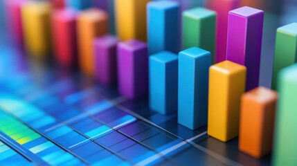 Poster - Colorful bar graphs representing data analysis on a blue background
