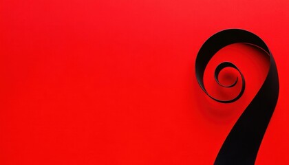 Poster - Abstract Black Ribbon Spiral on Red Background
