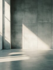 Poster - Smooth gray concrete surface with a soft light reflection in an empty indoor space