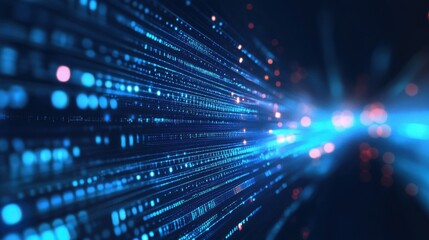 Poster - Blue digital speed tunnel lights, abstract tech background. illustration